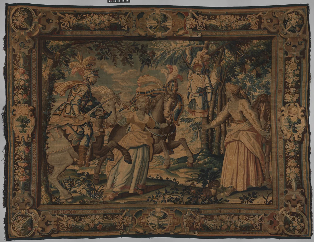The Combat of Manricardo and Zerbino from a set illustrating Ariosto's Orlando Furioso by Raphaël de La Planche, textile, 1630-1650