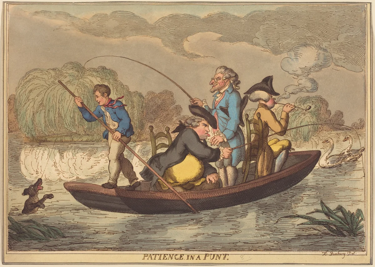 Patience in a Punt by Thomas Rowlandson, print, 1811