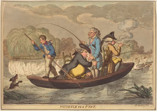 Patience in a Punt by Thomas Rowlandson, print, 1811