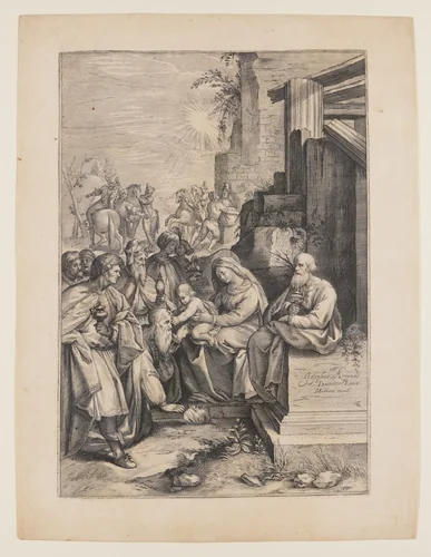 The Adoration of the Magi by Jacob Matham, print, 1598-1601