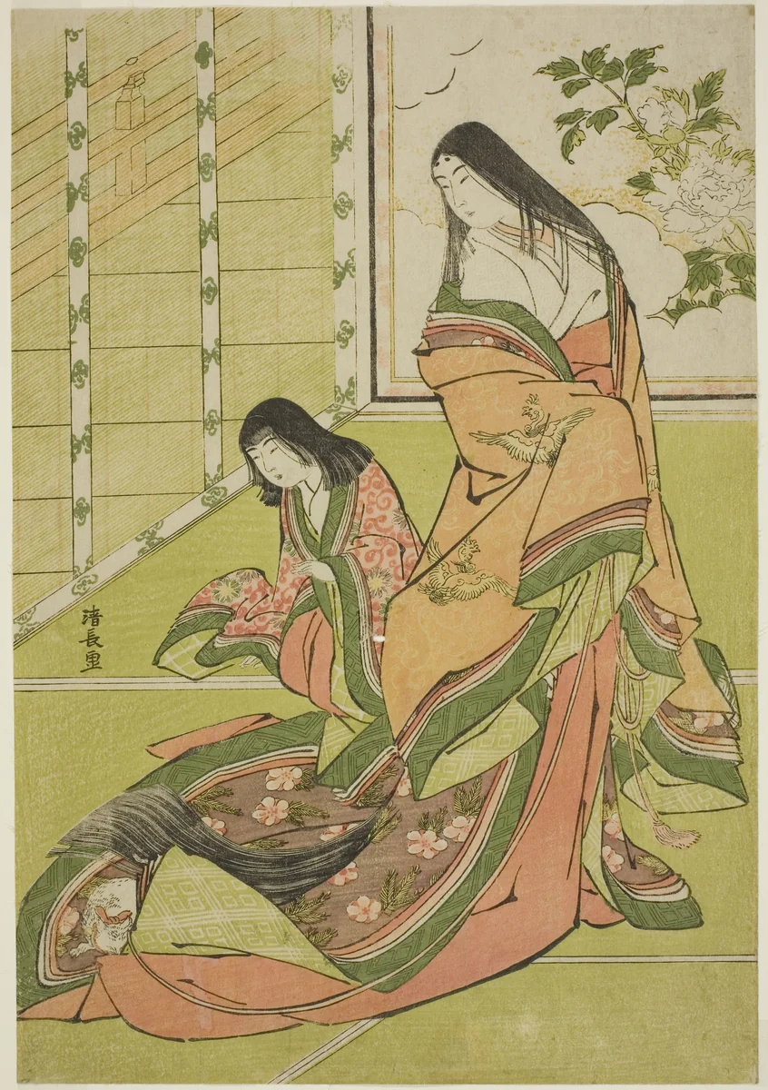 The Third Princess and Her Kitten, from an untitled series of court ladies by Torii Kiyonaga (鳥居清長), print, 1779-1789