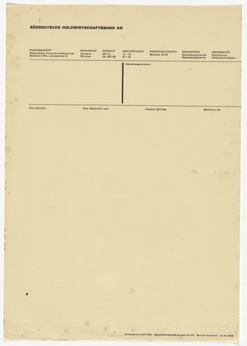 Süddeutsche Holzwirtschaftsbank, AG. letterhead by Jan Tschichold, design, 1928