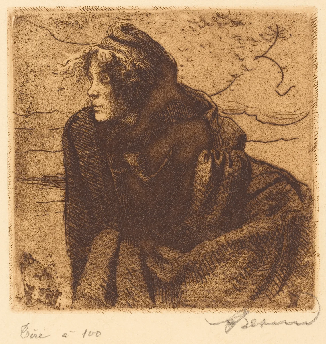 Melancholy (Mélancolie) by Albert Besnard, print, 1888