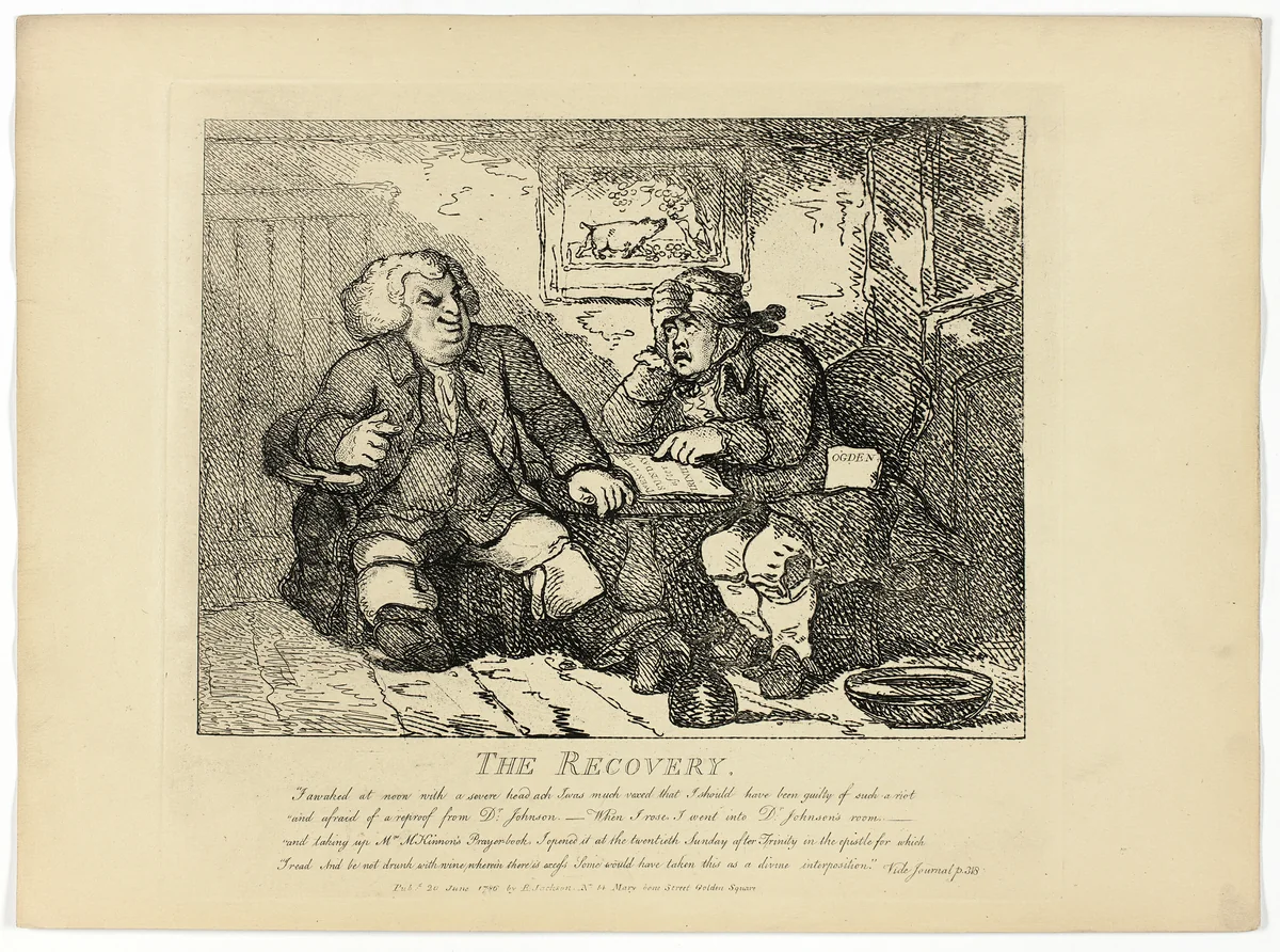 The Recovery, from Boswell's Tour of the Hebrides by Thomas Rowlandson, print, 1786