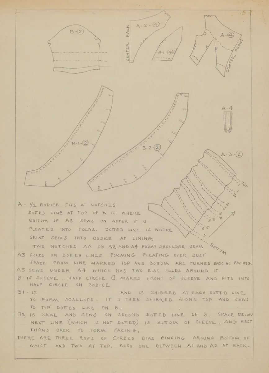 Description of a Wedding Dress by Margaret Concha, index of american design, 1936