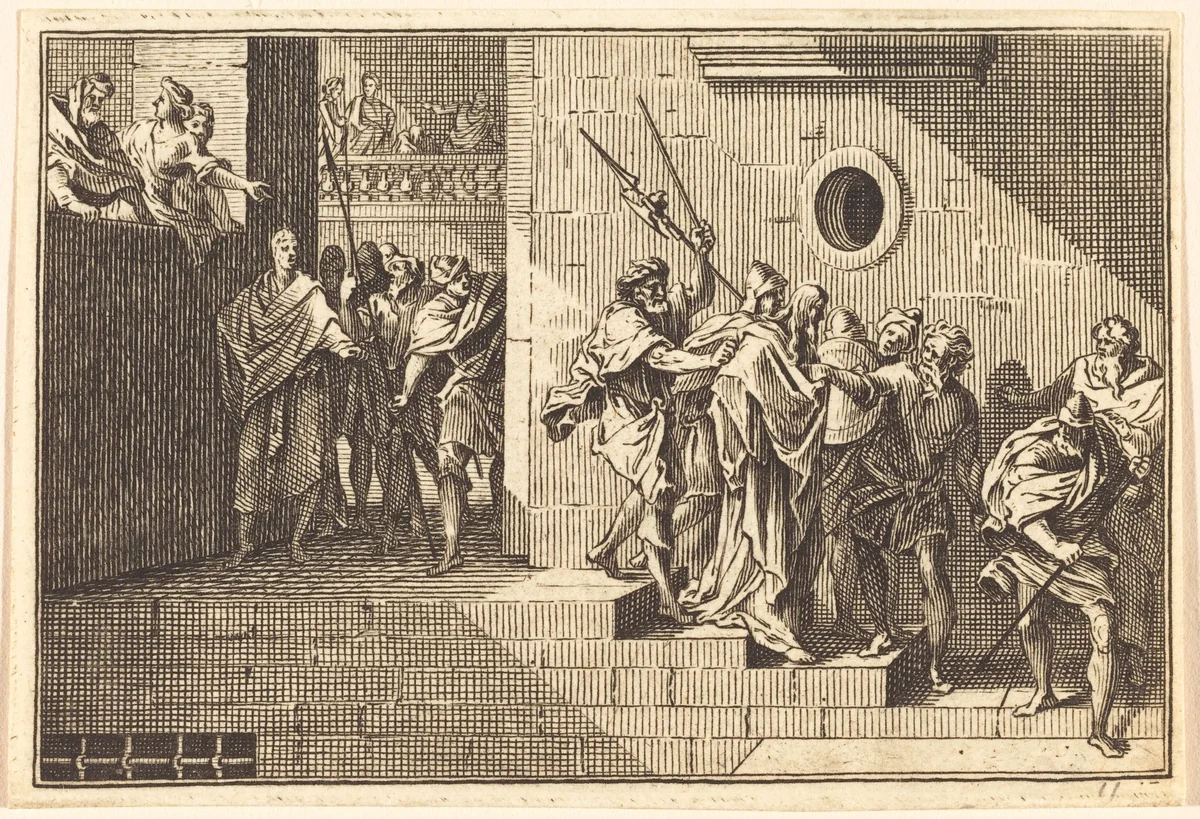 Herod Sending Christ back to Pilate by Sébastien Le Clerc I, print, 1600-1699