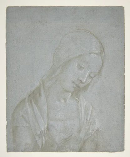 Bust of a Young Woman by Piero di Cosimo, drawing, 1490-1500