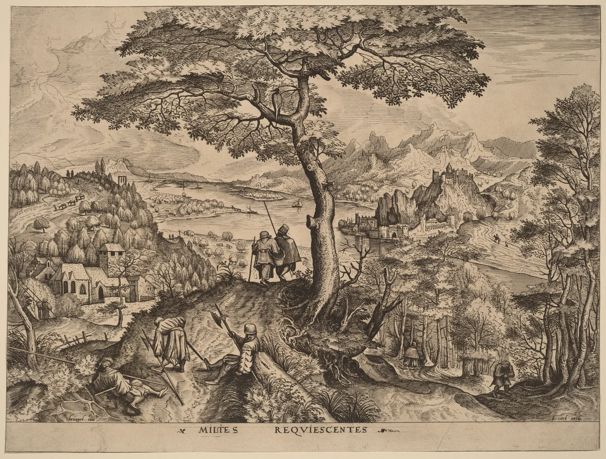 Milites Requiescentes (Soldiers at Rest) by Lucas van Doetechum
Johannes van Doetechum
Pieter Bruegel
Hieronymus Cock, print, 1555-1557