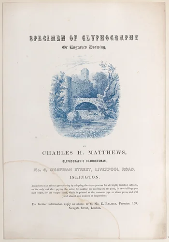 Trade Card for Charles H. Matthews, glyphographic draughtsman by anonymous, print, 1800-1900
