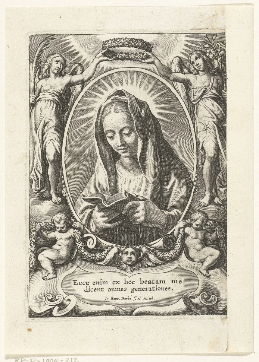 Maria met boek by Unknown, print, 1588-1648