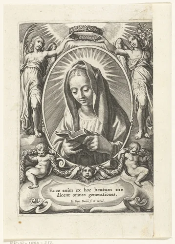 Maria met boek by Unknown, print, 1588-1648