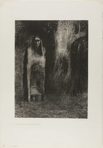 The Man was Alone in a Night Landscape, from Night by Odilon Redon, print, 1886