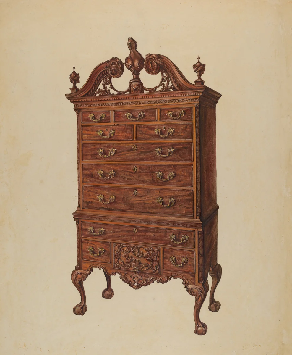 Highboy by Elisabeth Fulda, index of american design, 1938