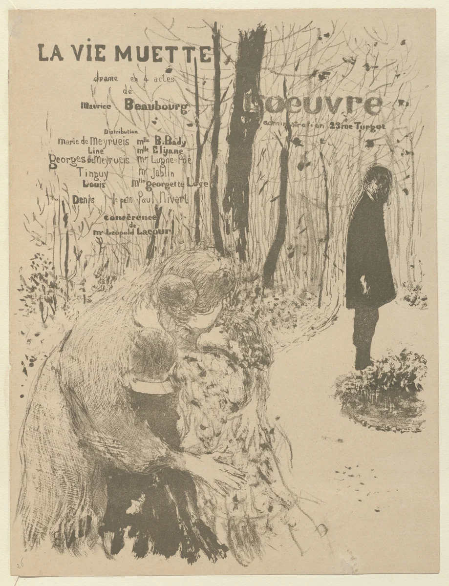 Program for The Silent Life (La Vie muette) from The Beraldi Album of Theatre Programs by Édouard Vuillard, print, 1894