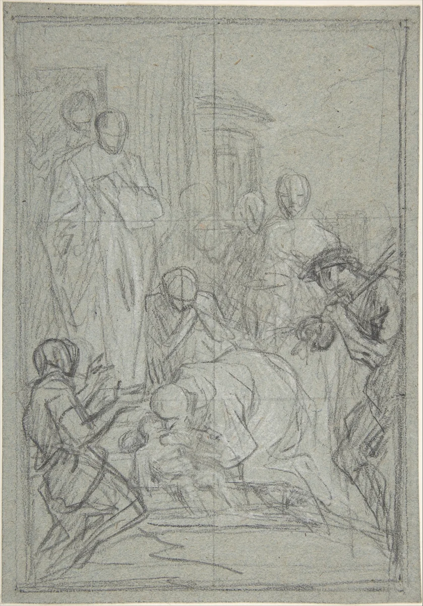 St. Benedict Resuscitating an Infant by Pierre Hubert Subleyras, drawing, 1740-1750