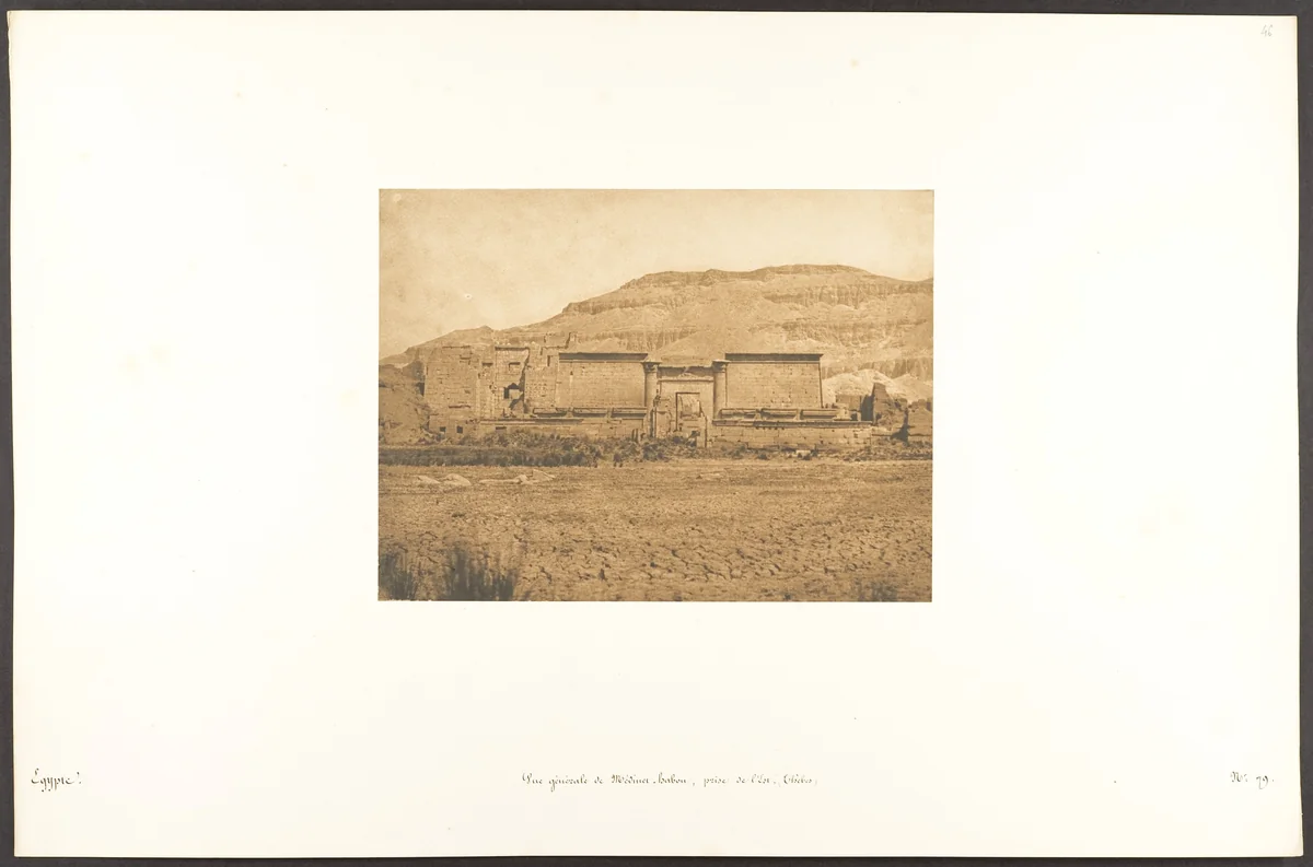 Vue générale de Médinet-habou, prise de l'Est (Thèbes) by Maxime Du Camp, photograph, 1849-1850