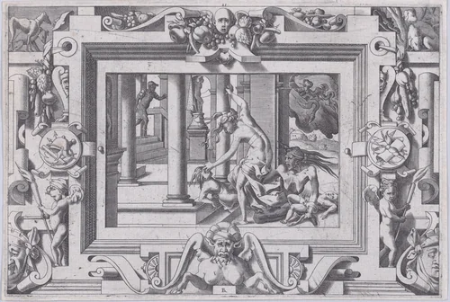Medea Kills Her Two Children by Jason (Pour qui d'Absyrte a le sang repandu, fait que du sien le tort lui soit rendu...), from "Jason and the Golden Fleece" by René Boyvin, print, 1563