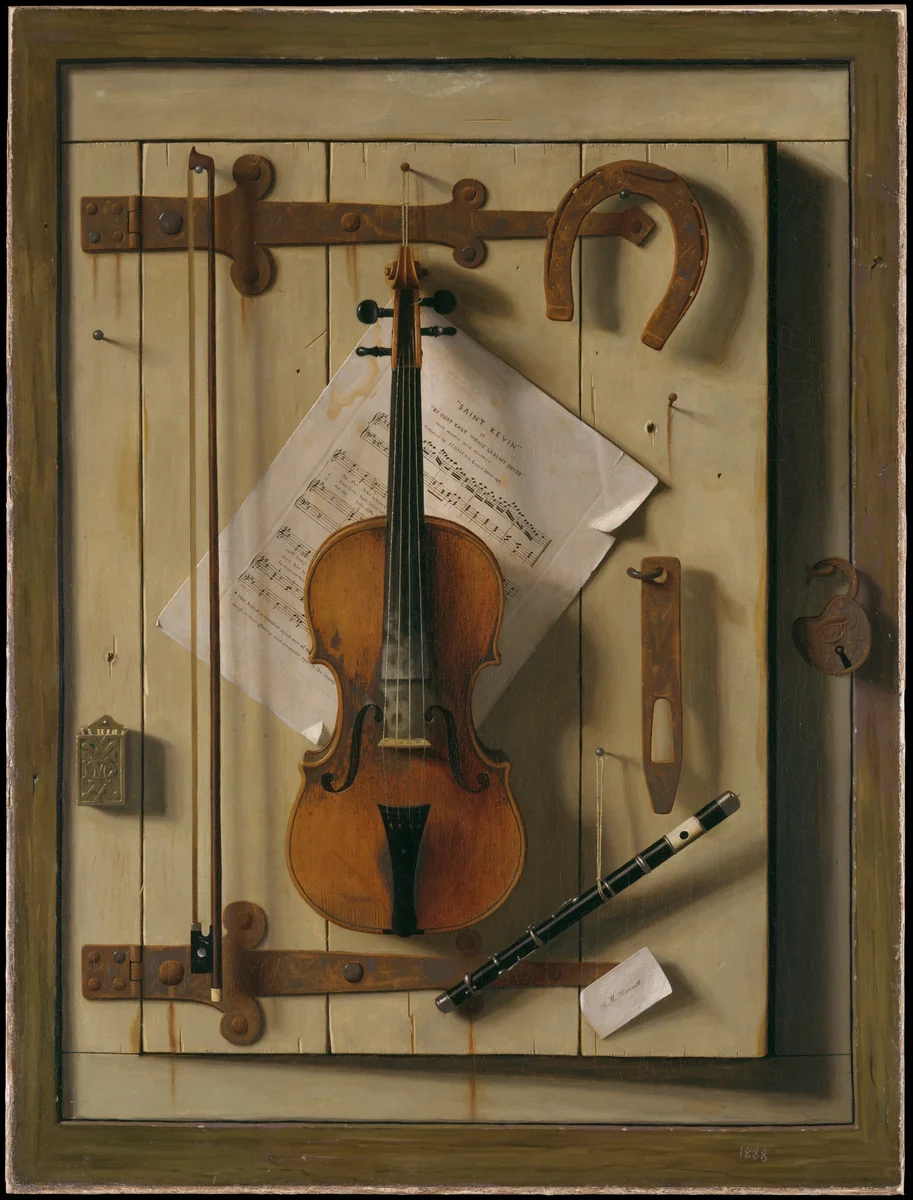 Still Life—Violin and Music by William Michael Harnett, artwork, 1888