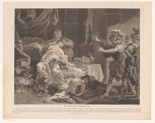 Dood van Cleopatra by Nicolas de Poilly, print, 1636-1696