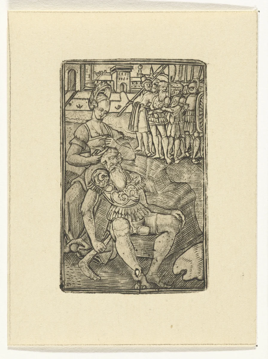 Simson en Delila by anonymous, print, 1500-1600