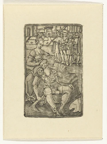 Simson en Delila by anonymous, print, 1500-1600