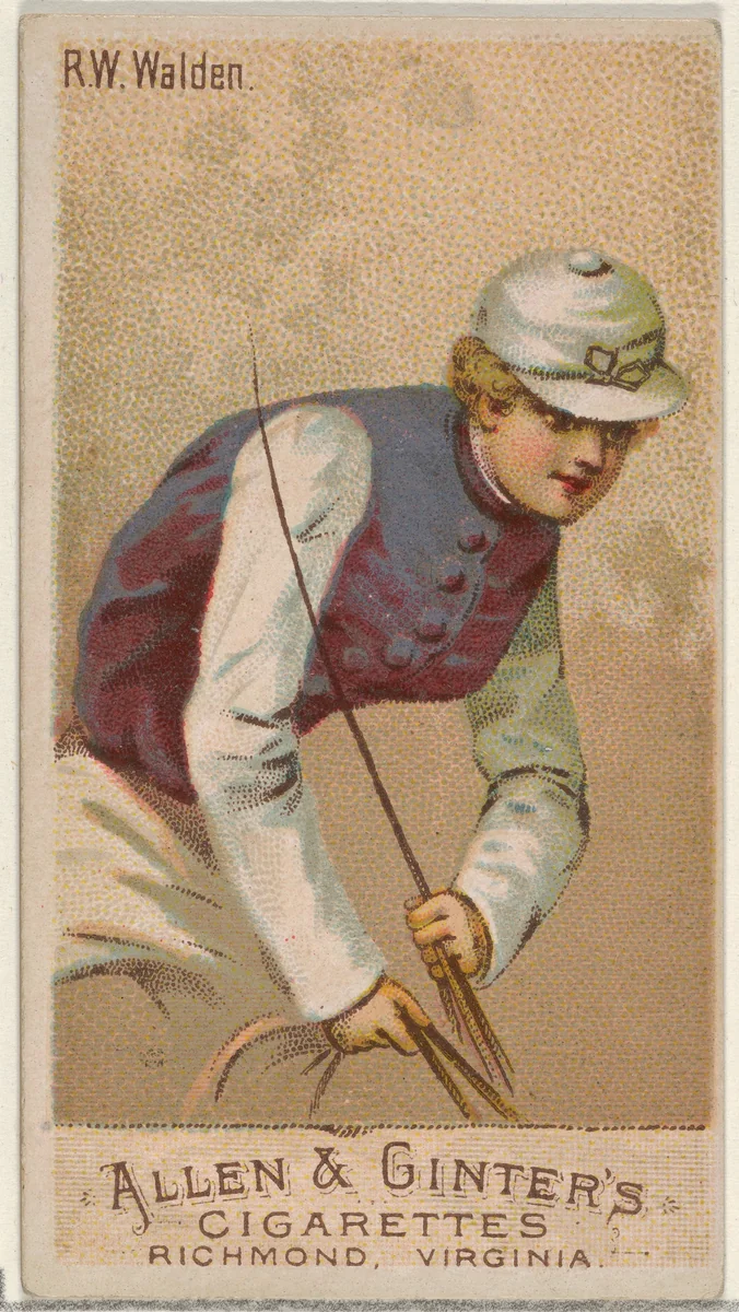 R.W. Walden, from the Racing Colors of the World series (N22a) for Allen & Ginter Cigarettes by Allen & Ginter, print, 1888