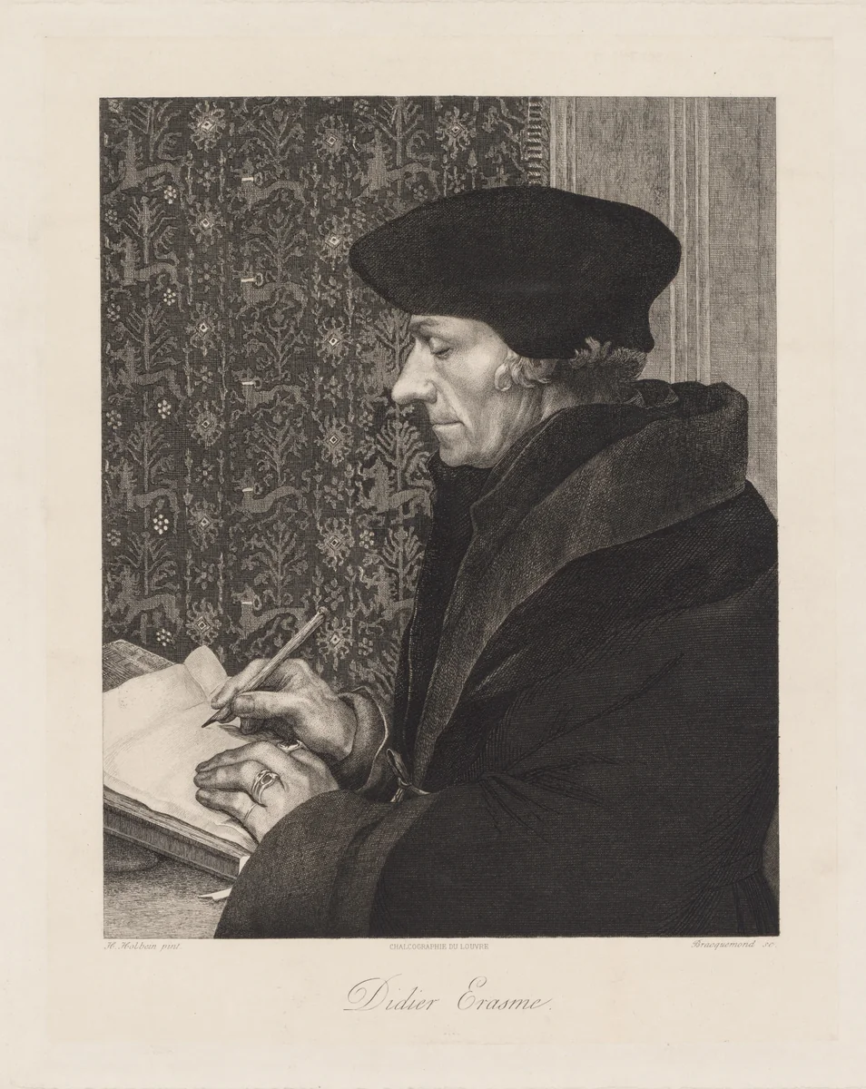 Erasmus (Didier Erasme) by Hans Holbein, print, 1863