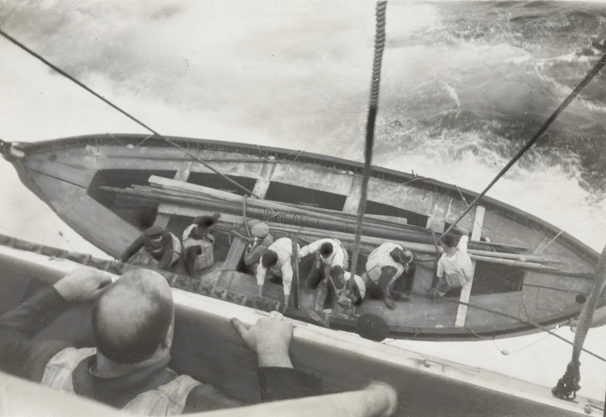 "Just Before the Waves Closed Over the Vestris" by Fred Hansen, photograph, 1928