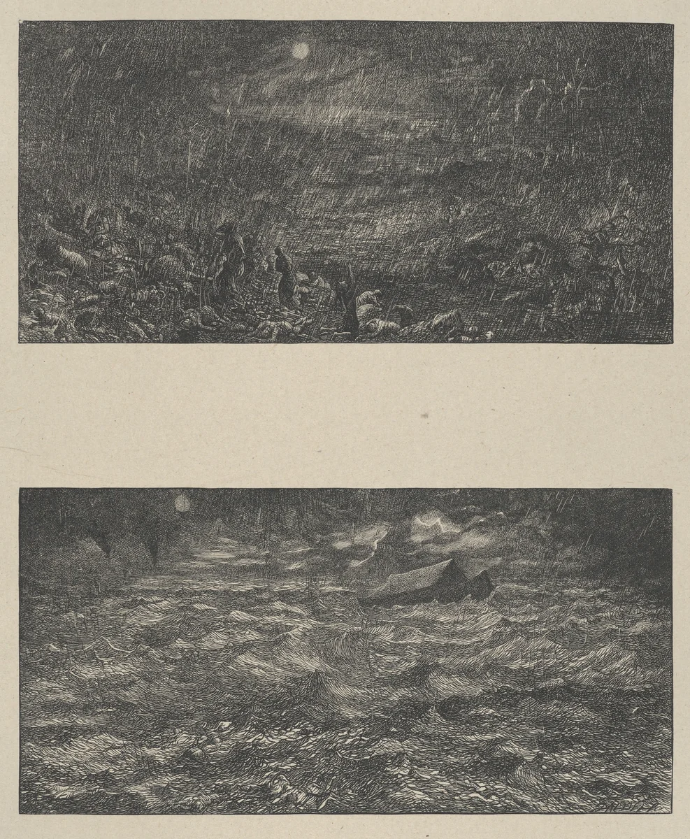 The Deluge–The Ark on the Waters, from "Dalziels' Bible Gallery" by Thomas Dalziel, print, 1865-1881