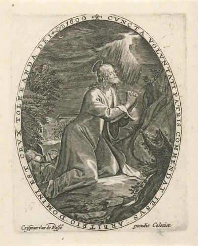 Christus in de hof van Getsemane by Crispijn van de Passe, print, 1600
