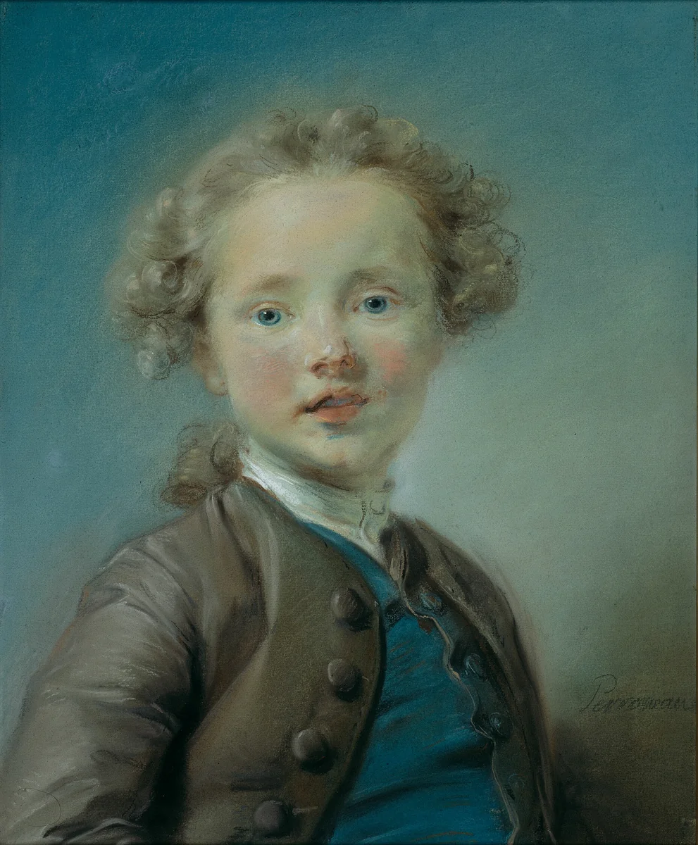 Portrait of a Young Boy with Blue Eyes by Jean-Baptiste Perronneau, drawing, 1745-1755