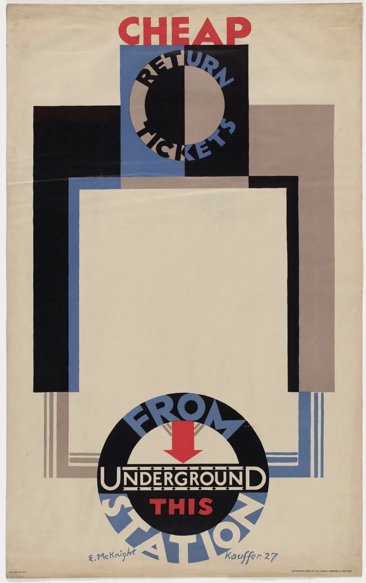 Cheap Return Tickets from this Underground Station by E. McKnight Kauffer, design, 1927