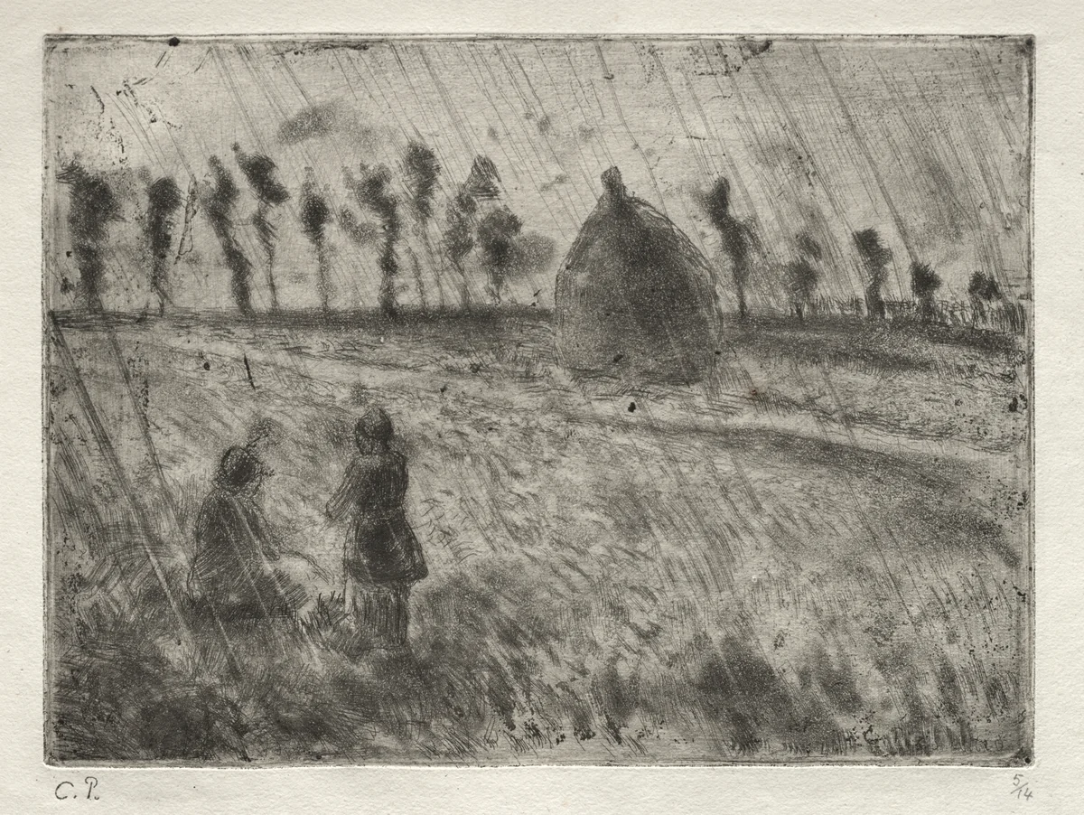 Rain Effect by Camille Pissarro, print, 1879