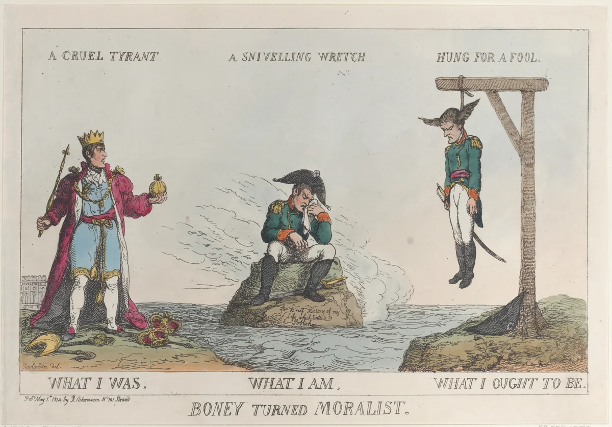 Boney Turned Moralist by Thomas Rowlandson, print, 1814
