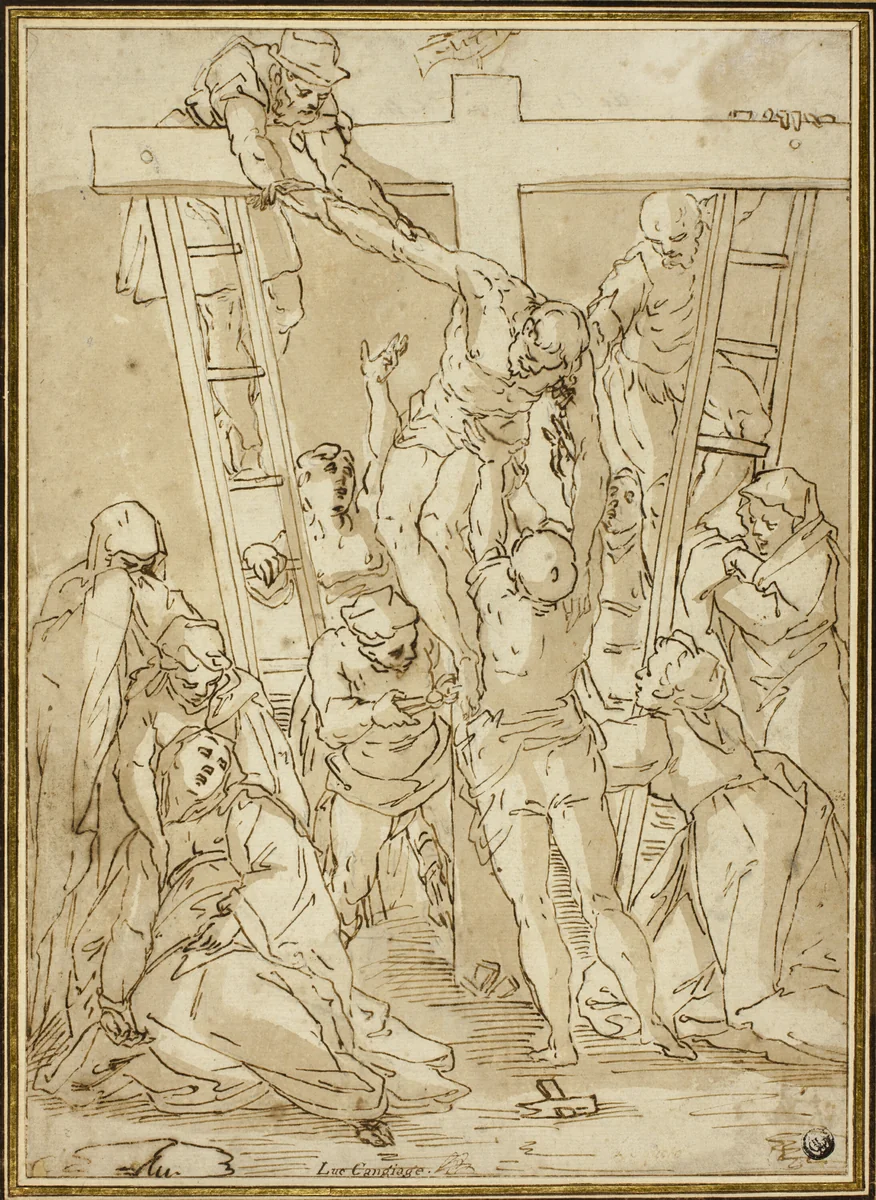 Deposition by Luca Cambiaso, drawing, 1570-1575