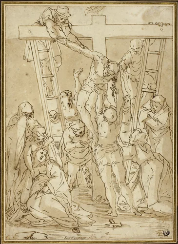 Deposition by Luca Cambiaso, drawing, 1570-1575