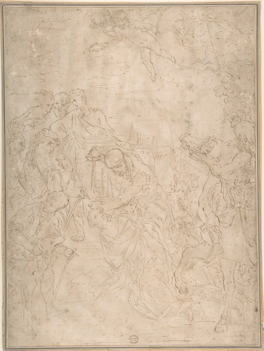 Martyrdom of a Female Saint by anonymous, drawing, 1600-1700