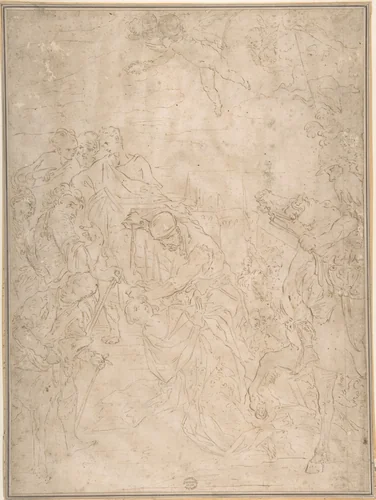 Martyrdom of a Female Saint by anonymous, drawing, 1600-1700