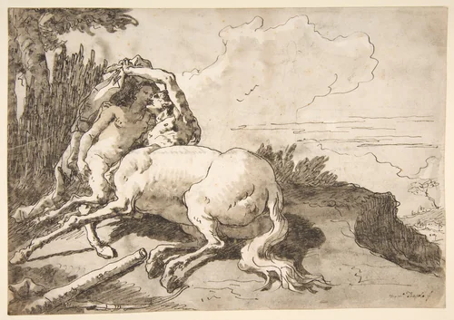Centaur Embracing a Satyress by Giovanni Domenico Tiepolo, drawing, 1727-1804
