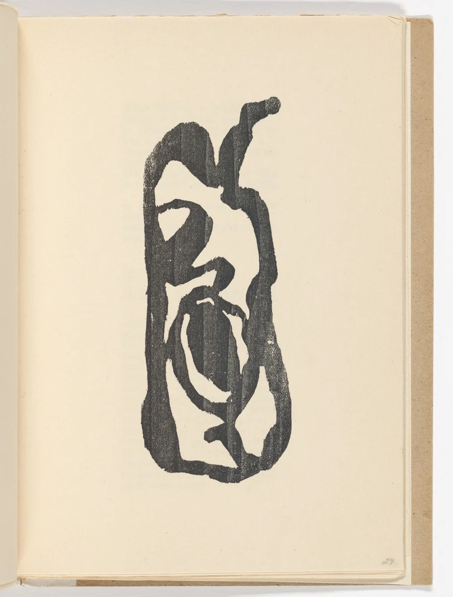 Plate (folio 15) from Twenty-five Poems (Vingt-cinq poèmes) by Jean Arp, illustrated book, 1918
