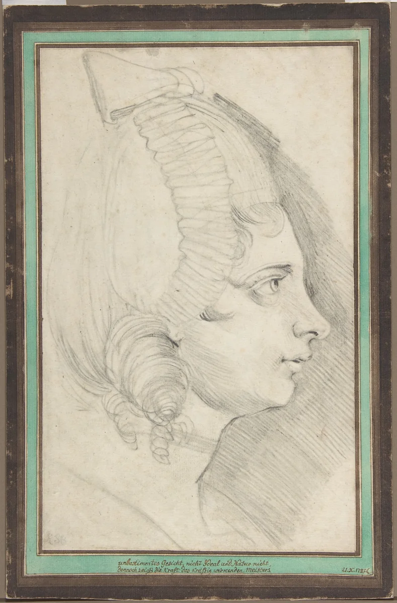 Portrait of a Young Lady Drawn in Left Profile by Henry Fuseli, drawing, 1773-1784