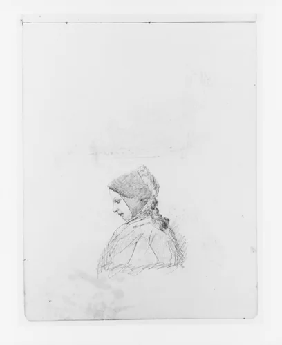 Profile Sketch of Young Girl (from Sketchbook) by John Quincy Adams Ward, artwork, 1857-1860