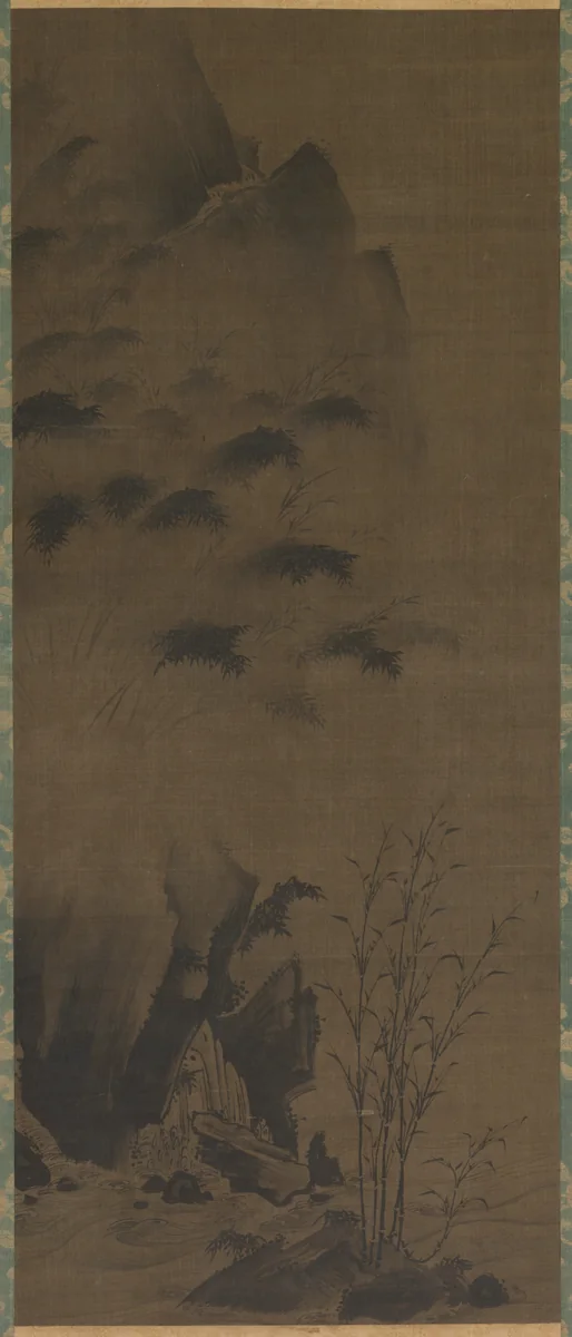 Bamboo in Rain by Genga, painting, 1500-1550