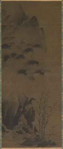 Bamboo in Rain by Genga, painting, 1500-1550