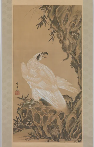 White Eagle Eyeing a Mountain Lion by Kawanabe Kyōsai (河鍋暁斎), painting, 1885