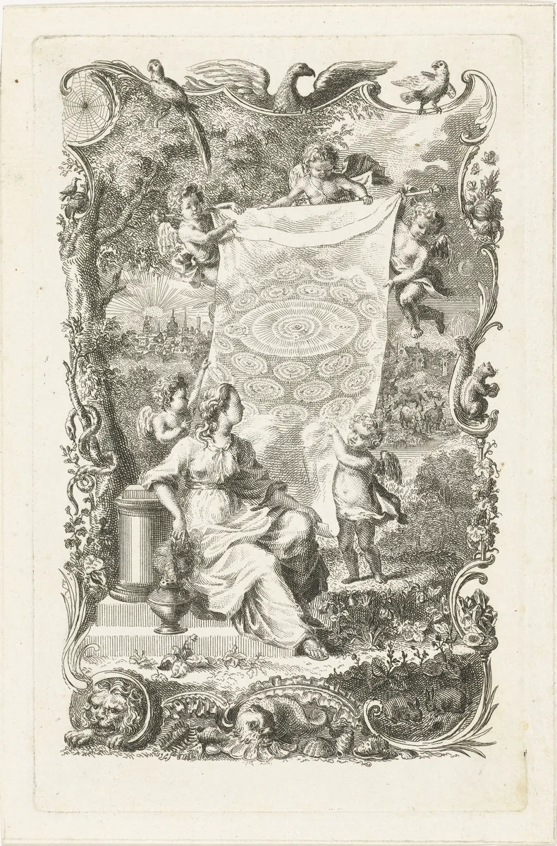 Allegorie op het hemelse Jeruzalem by Abraham Delfos, print, 1758