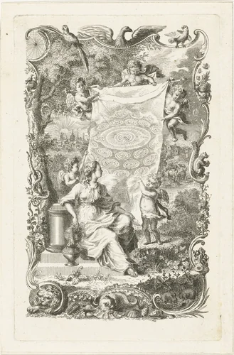 Allegorie op het hemelse Jeruzalem by Abraham Delfos, print, 1758