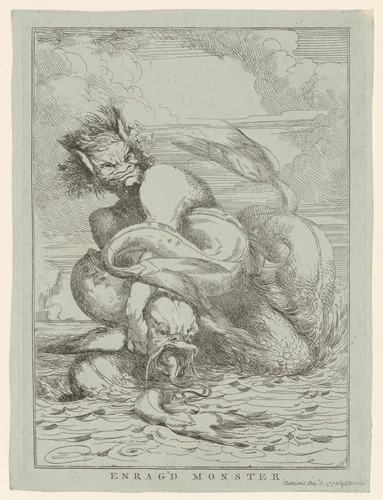 Meerman wurgt een grote vis by John Hamilton Mortimer, print, 1778