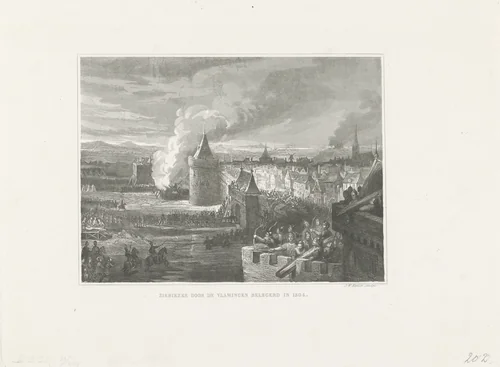 Zierikzee door de Vlamingen belegerd by Johann Wilhelm Kaiser, print, 1840-1884
