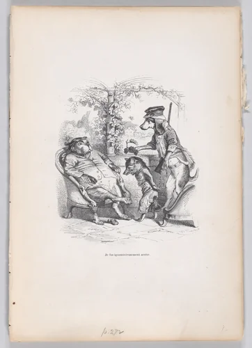 I was ignominiously arrested, from "Scenes from the Private and Public Life of Animals" by J. J. Grandville, print, 1832-1852
